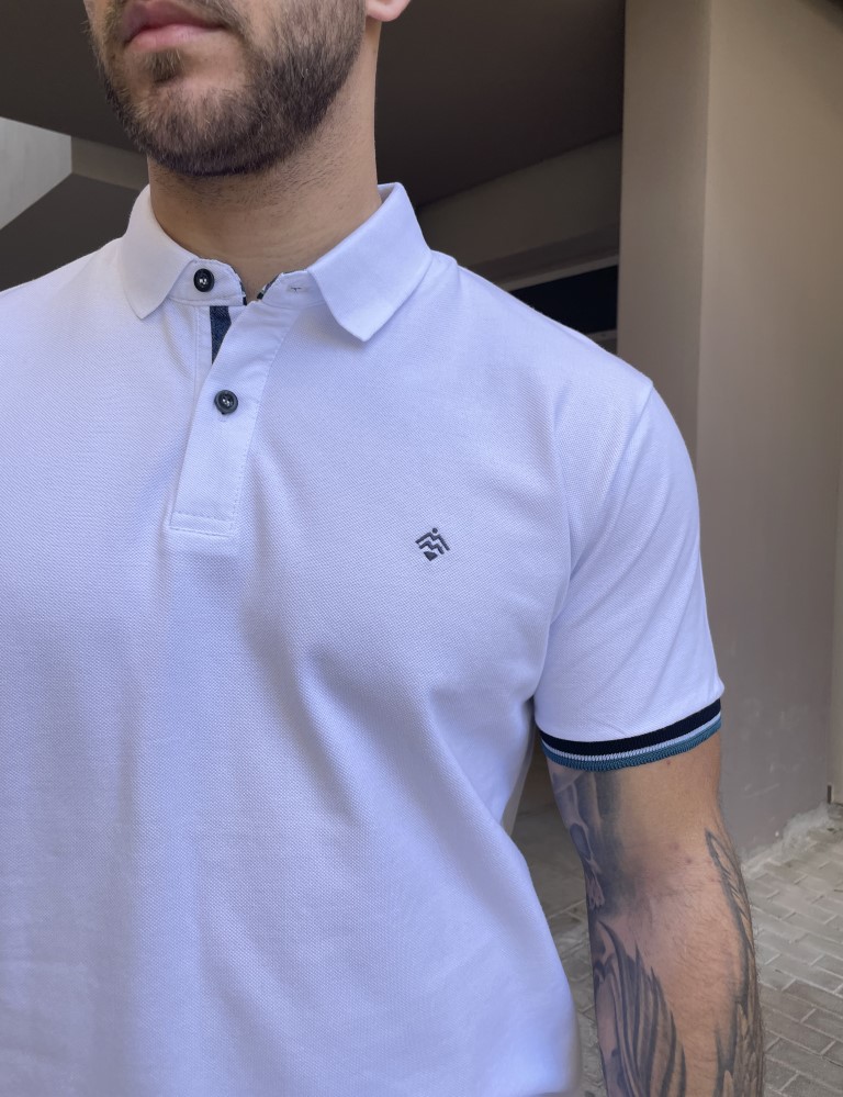 Origin ανδρική λευκή βαμβακερή κοντομάνικη πικέ μπλούζα με Polo γιακά 242721W φωτογραφία